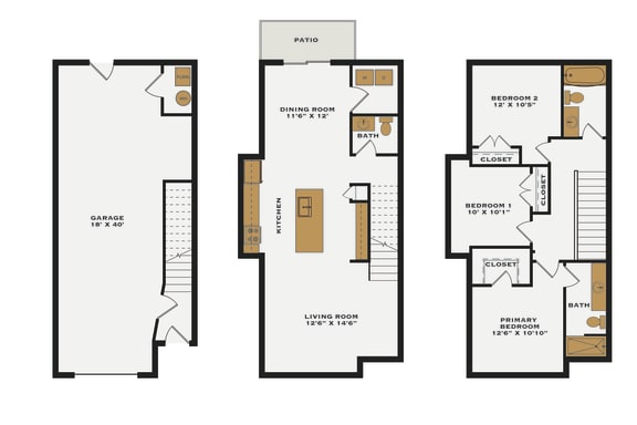 Floor Plan  Riverwalk Townhomes 3 Bedroom End 2D Floor Plan