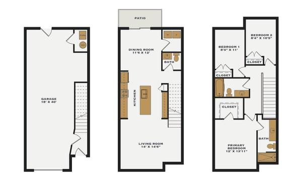 Floor Plan  Riverwalk Townhomes 3 Bedroom 2D Floor Plan