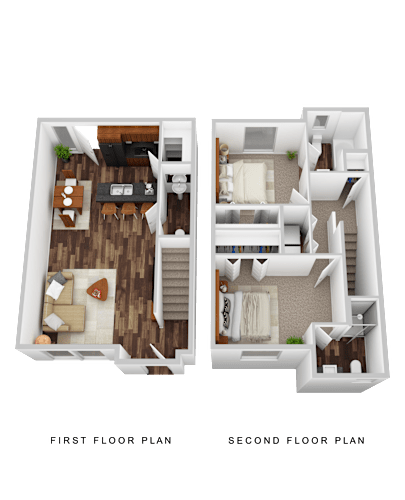 Floor Plan  A floor plan of a two-story home with labeled first and second floor plans.