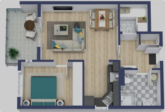 Floor Plan  the layout of the apartment with a bedroom and a living room