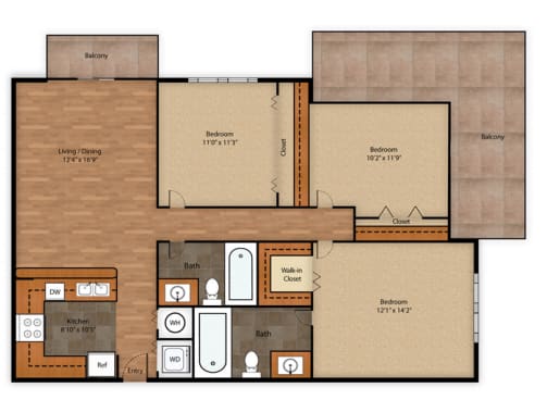 Floor Plan  3 bed 2 bath floor plan