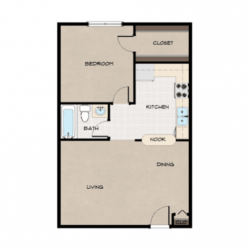 Floor Plan  1 Bedrooom - Small