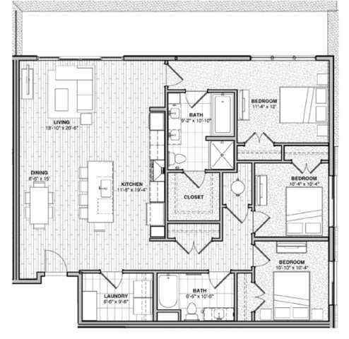 Floor Plan  a floor plan of a small house with bedrooms and a garage