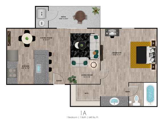Floor Plan  A floor plan of a one bedroom apartment in Bath.