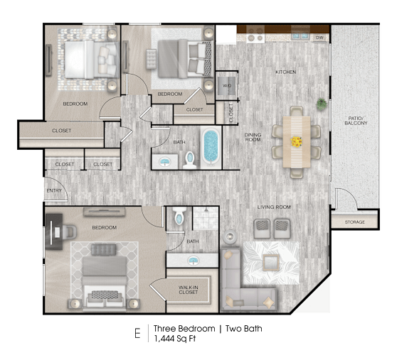 Floor Plan  the floor plan of two bedrooms with a bathroom and a living room