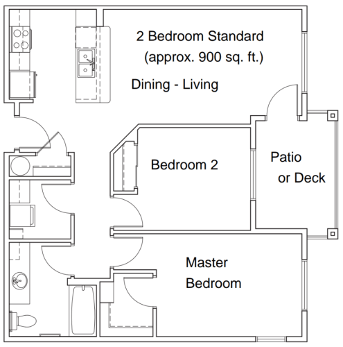 Floor Plan  a floor plan of a 2 bedroom 2 bath unit