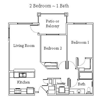 Floor Plan  a floor plan of a 2 bedroom apartment