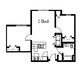 Floor Plan  a floor plan of a two bedroom unit