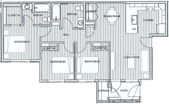 Floor Plan  a floor plan of a 3 bedroom unit