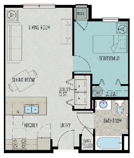 Floor Plan  a floor plan of a 1 bedroom unit