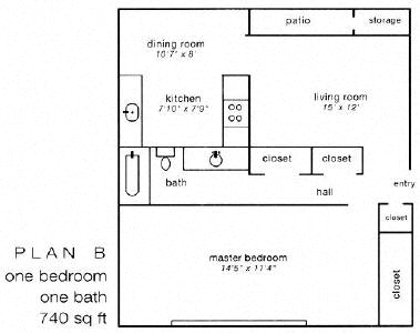 Floor Plan  1 Bed 1 Bath