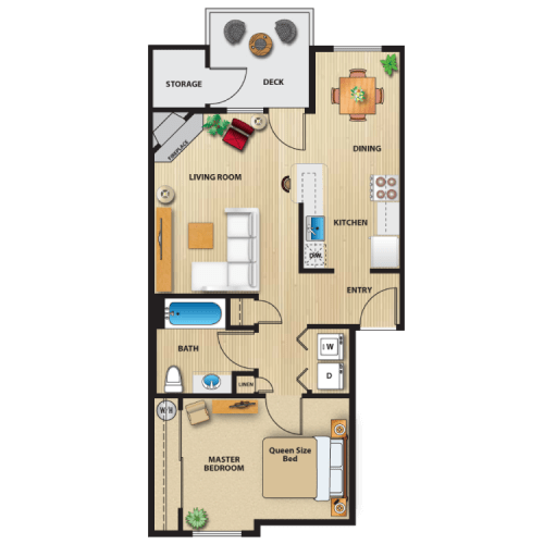 Floor Plan  Basalt 1 bed 1 bath 724 sf