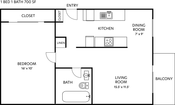 Floor Plan  a floor plan of a small house with a kitchen and a living room