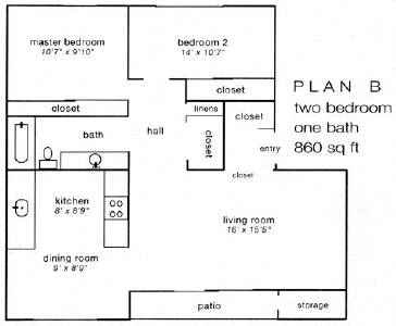 Floor Plan  2 Bed 1 Bath