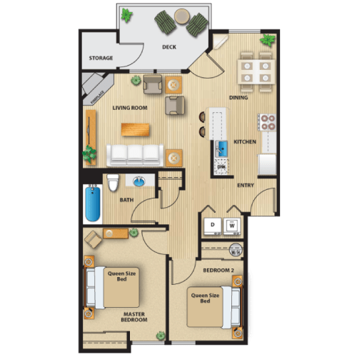 Floor Plan  Granite 2 bed 1 bath 866 sf
