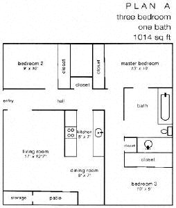 Floor Plan  3 Bed 1 Bath