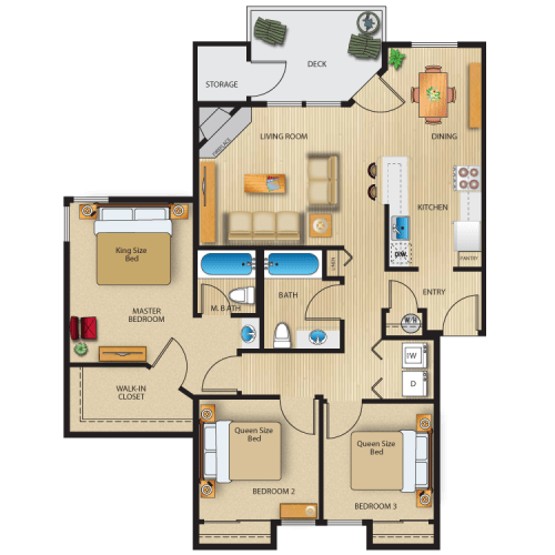 Floor Plan  Quartz 3 bed 2 bath 1160 sf