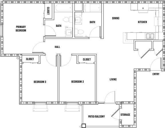 Floor Plan  the floor plan shows the layout of the bedrooms and baths