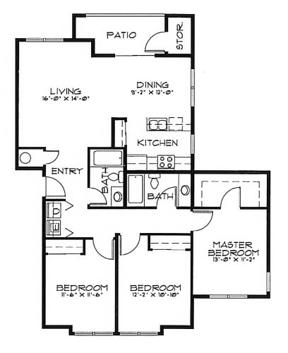 Floor Plan  Fountain Valley 3 Bed 2 Bath 1285 SF