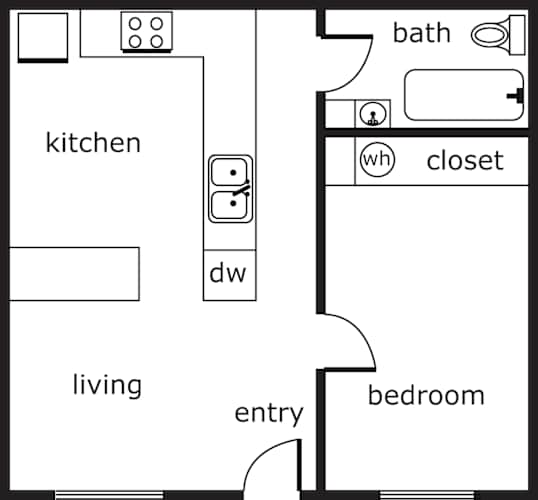 Floor Plan  Gladstone Forest 1 Bed 1 Bath 475 SF