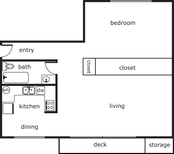 Floor Plan  Gladstone Forest 1 Bed 1 Bath 600 SF