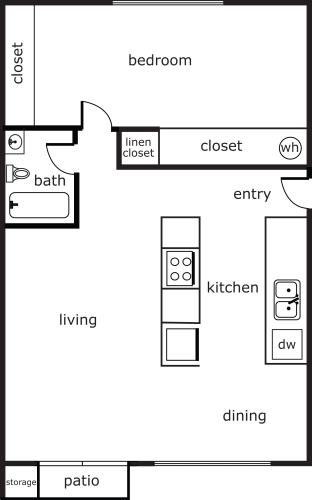 Floor Plan  Gladstone Forest 1 Bed 1 Bath 700 SF