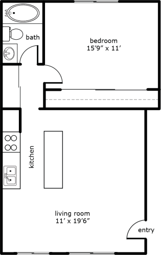 Floor Plan  Greenfield Village 1 Bed 1 Bath 640 SF