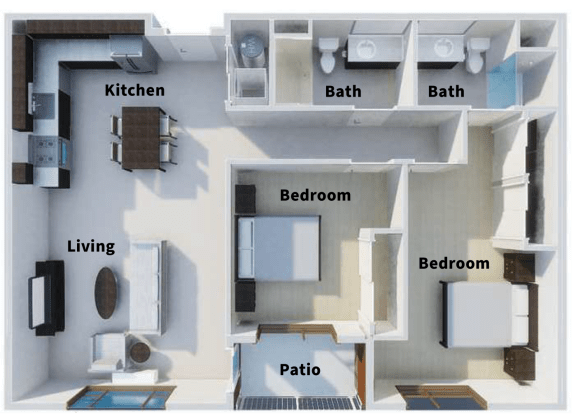 Floor Plan  2 Bed 2 Bath