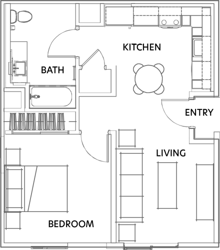 Floor Plan  Napa Cove 1 Bed 1 Bath 638 SF