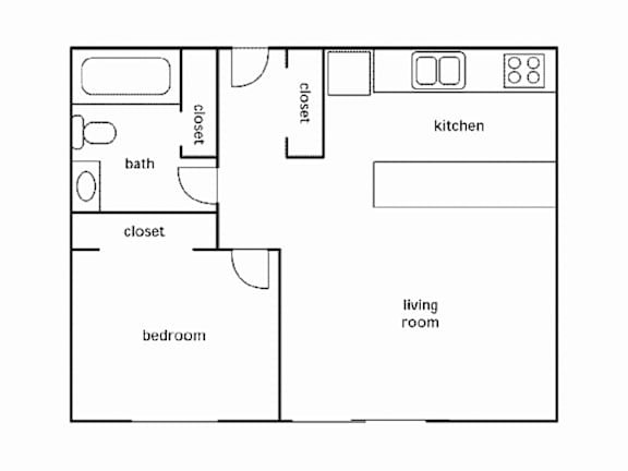 Floor Plan  A simple black and white drawing of a house layout.