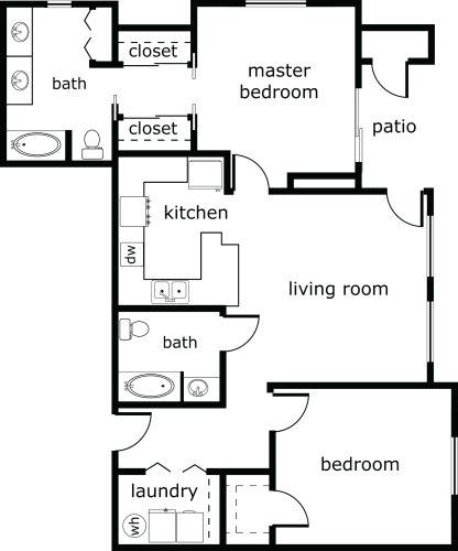 Floor Plan  2 bed 2 bath 1164 sf