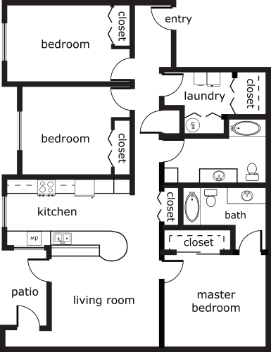 Floor Plan  3 bed 2 bath 1382 sf