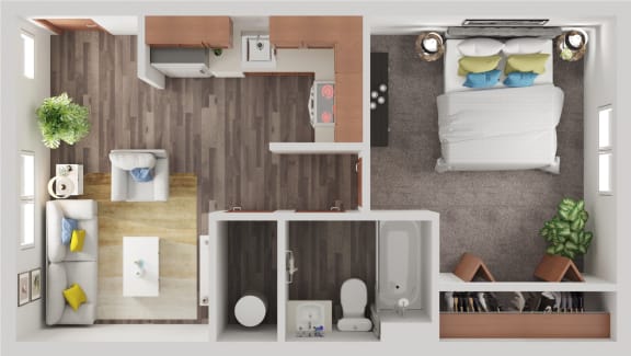 Floor Plan  Parkwest 1 Bed 1 Bath 480 SF