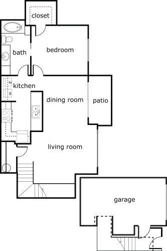 Floor Plan  Reserve at Ashbrook 1 Bed 1 Bath 833 SF