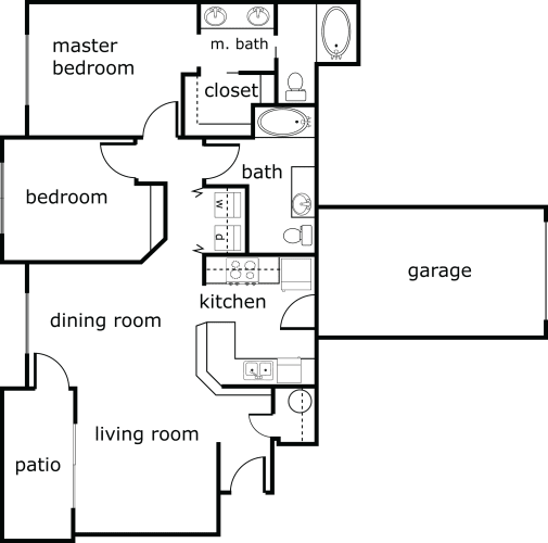 Floor Plan  Reserve at Ashbrook 2 Bed 2 Bath 1039 SF