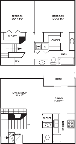 Floor Plan  2 bed | 1.5 bath | 1261 sq ft