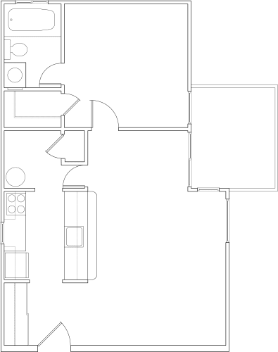 Floor Plan  Springhill Gardens 1 Bed 1 Bath 570sf