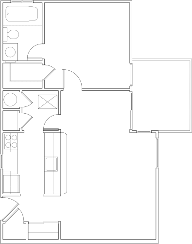 Floor Plan  Springhill Gardens 1 Bed 1 Bath 580sf