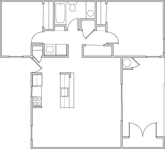 Floor Plan  Springhill Gardens 2 Bed 1 Bath 840sf