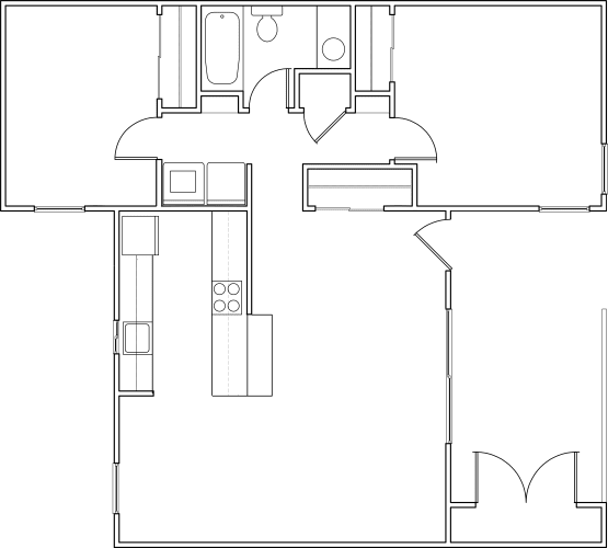 Floor Plan  Springhill Gardens 2 Bed 1 Bath 850sf