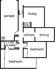 Floor Plan  Sunrise Park 2 bed 1 bath 925 B