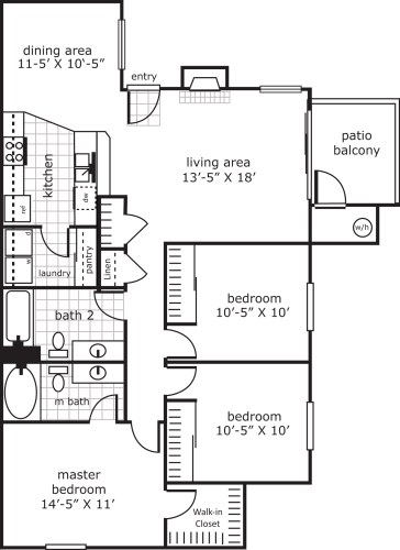 Floor Plan  Tuscaro 3 bed 2 bath 1240 sf