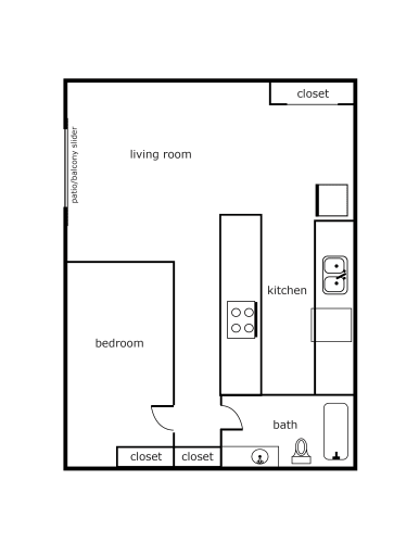 Floor Plan  Village at Garden Home 1 Bed 1 Bath