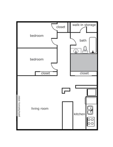 Floor Plan  Village at Garden Home 2 Bed 1 Bath