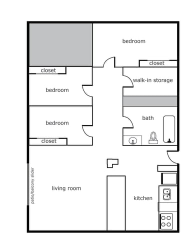 Floor Plan  Village at Garden Home 3 Bed 1 Bath