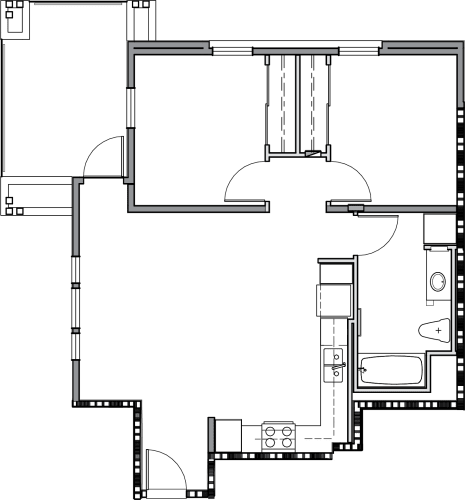 Floor Plan  Village at Burlingame 2 bed 1 bath