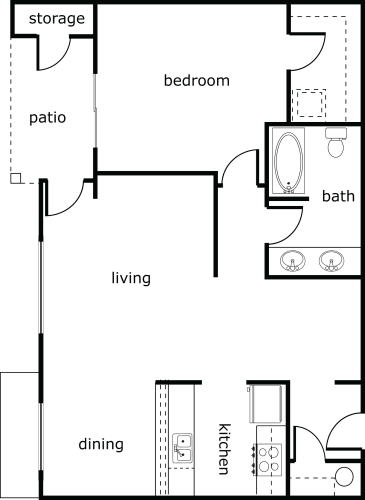 Floor Plan  Village at Southern Crossing 1 bed 1 bath 812