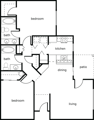 Floor Plan  Village at Southern Crossing 2 bed 2 bath 1078