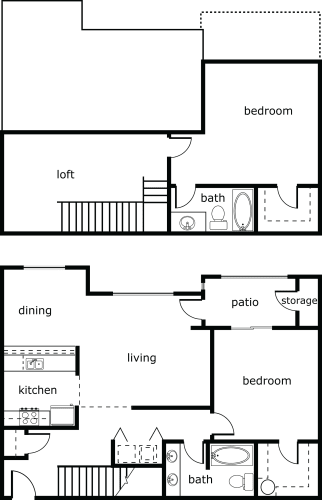Floor Plan  Village at Southern Crossing 2 bed 2 bath Townhome 1319