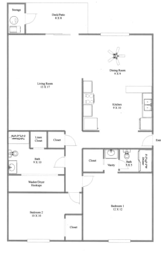 Floor Plan  Wellington Estates 2 Bed 2 Bath 1018 sq ft
